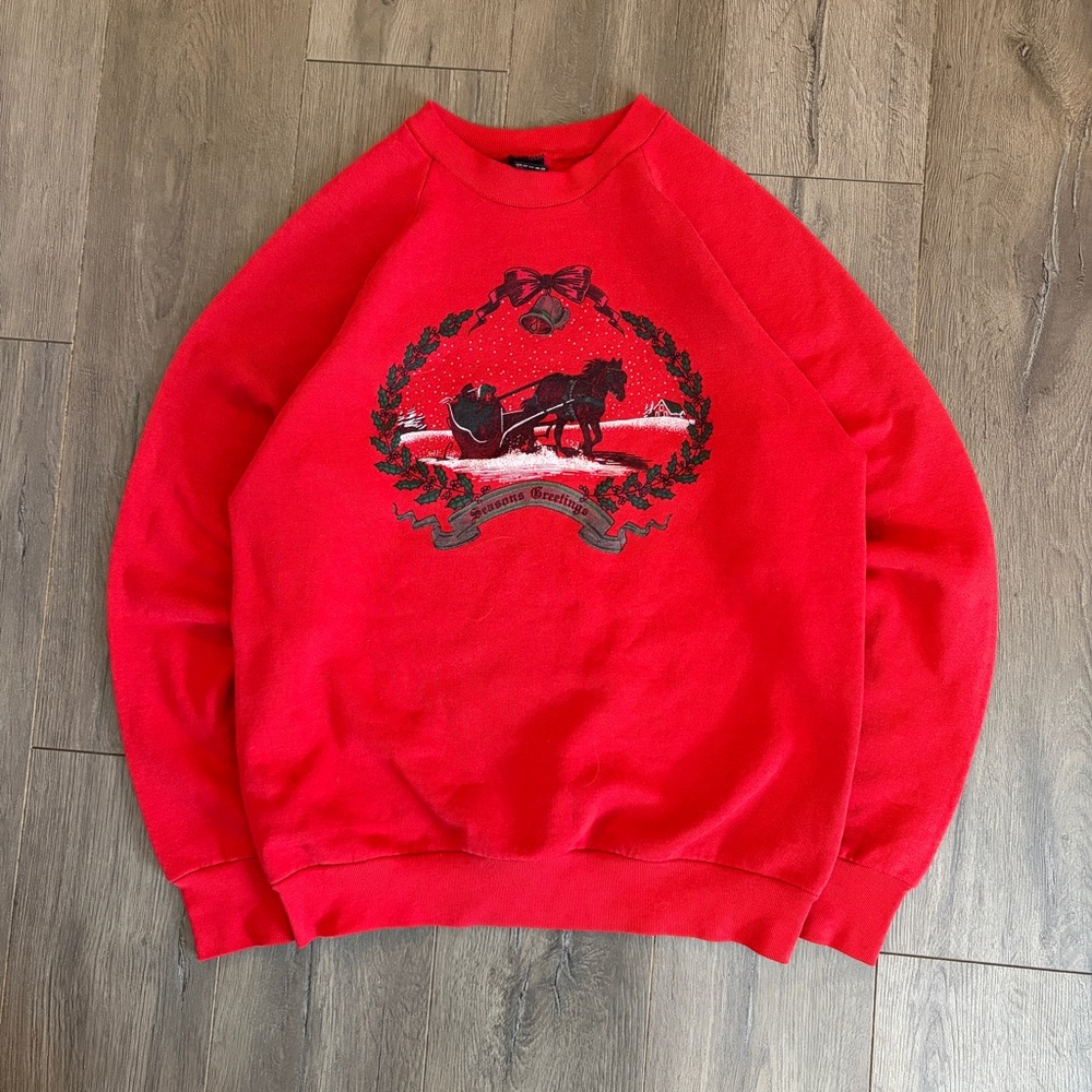 Vintage 90s Christmas Red Crewneck